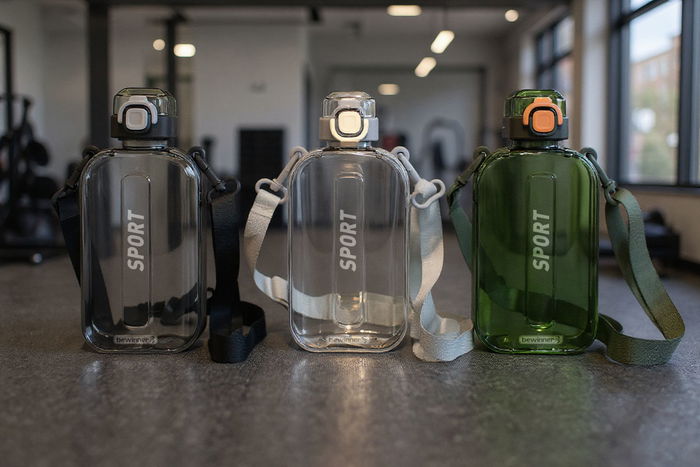 Inde Botella de Agua Deportiva c/Colgador 750 ml, Botella Reutilizable con Arnés, 21.8 cm (12 Unidades)