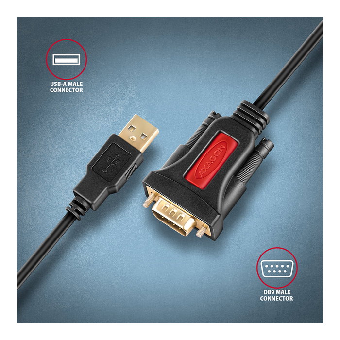 Axagon ADS-1PSN Cable adaptador RS-232 COM Port a USB 2.0 - PL2303GT Axagon ADS-1PSN Cable adaptador RS-232 COM Port a USB 2.0 - PL2303GT