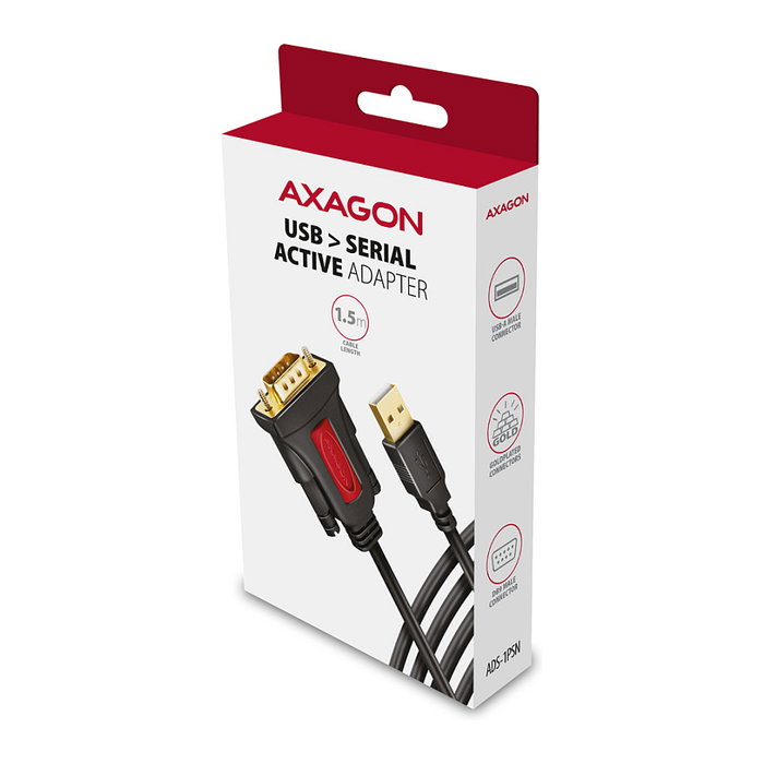 Axagon ADS-1PSN Cable adaptador RS-232 COM Port a USB 2.0 - PL2303GT Axagon ADS-1PSN Cable adaptador RS-232 COM Port a USB 2.0 - PL2303GT