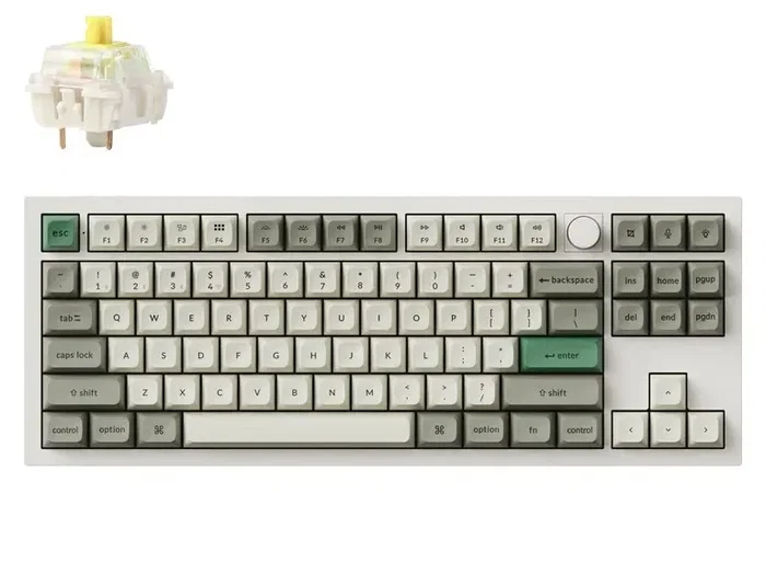 Keychron Q3M-P4 Teclado Mecánico 80% TKL 87 Teclas Gateron Jupiter Banana Switch Retroiluminación RGB Inalámbrico Blanco-Gris