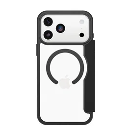 OtterBox React Folio MagSafe Series para Apple iPhone 17 Pro Max, Negro Crystal, transparente/negro