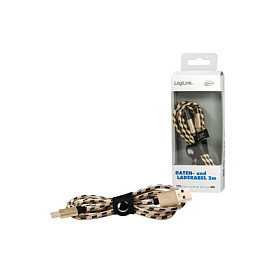 LogiLink Cable USB 2.0 Tipo C a Tipo A, 2 m, negro/dorado