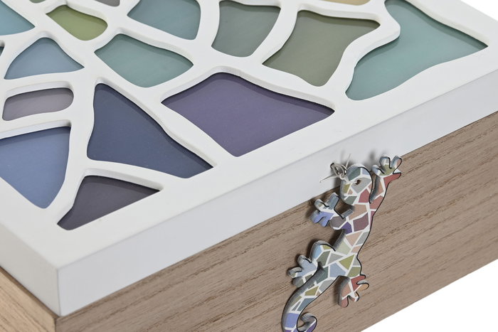 DKD Home Decor Caja MDF Guell Blanco 24x24x10 cm