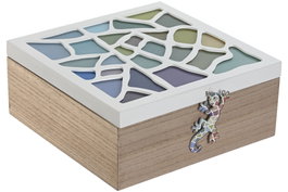 DKD Home Decor Caja MDF Guell Blanco 24x24x10 cm