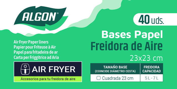 Inde Set 40 Papel Airfryer Cuadrado 23 cm (24 Unidades)