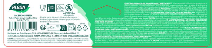 Inde Set 40 Papel Airfryer Cuadrado 23 cm (24 Unidades)