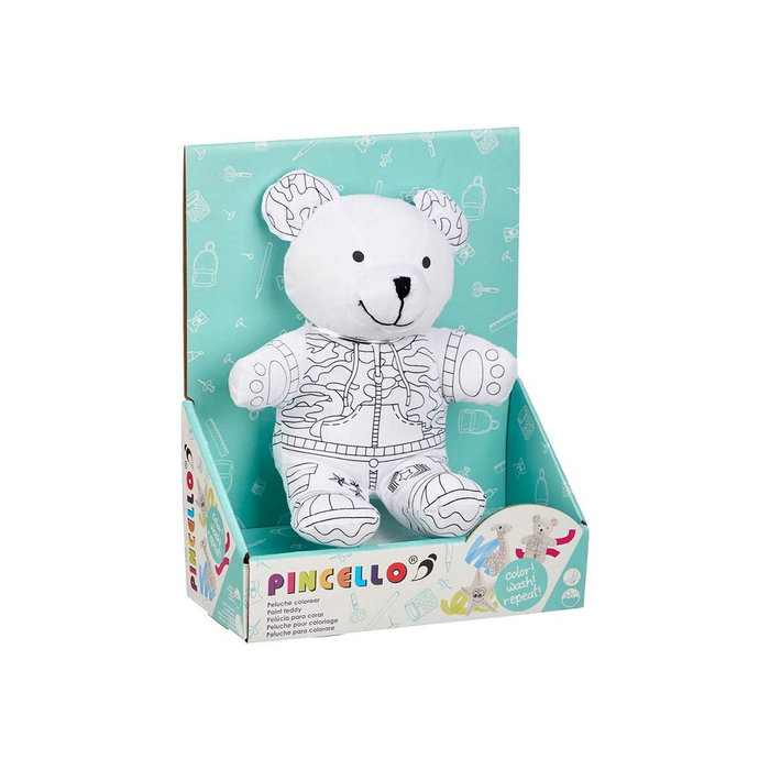 Peluche para Colorear Pincello Blanco Negro Oso (8 Unidades)