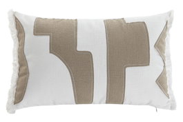 DKD Home Decor Pack de 2 Cojines de Poliéster Blanco y Beige 50x8x30 cm