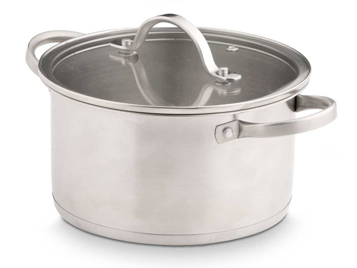 Kinvara Cacerola de Inducción con Tapa de Cristal 20 cm, Dimensiones 27 x 20 x 16 cm, Color Plata, Acero Inoxidable 14/1 (Set de 6)