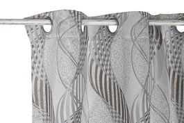 DKD Home Decor Cortina Tradicional Gris Poliester 270 x 140 cm (2 Unidades)