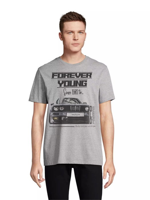 Radikal Revolution RKE30203L Camiseta Forever Young Diseño BMW E30 Mítico Camiseta Gris Talla L