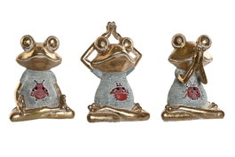 DKD Home Decor Figura de Rana Yoga con Acabado Decape