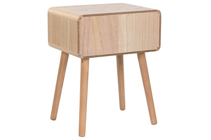DKD Home Decor Mesita de Noche de Pino y MDF con 1 Cajón - Natural