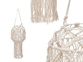 Giftdecor Portavela Asa Macrame Ovalado Blanco 24x90x24 cm Algodon Cristal (Set de 4)