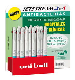 Roller Gel Rt. Uni-Ball Jetstream 3 Antibacterias 0,7 Surtido Expositor De 15