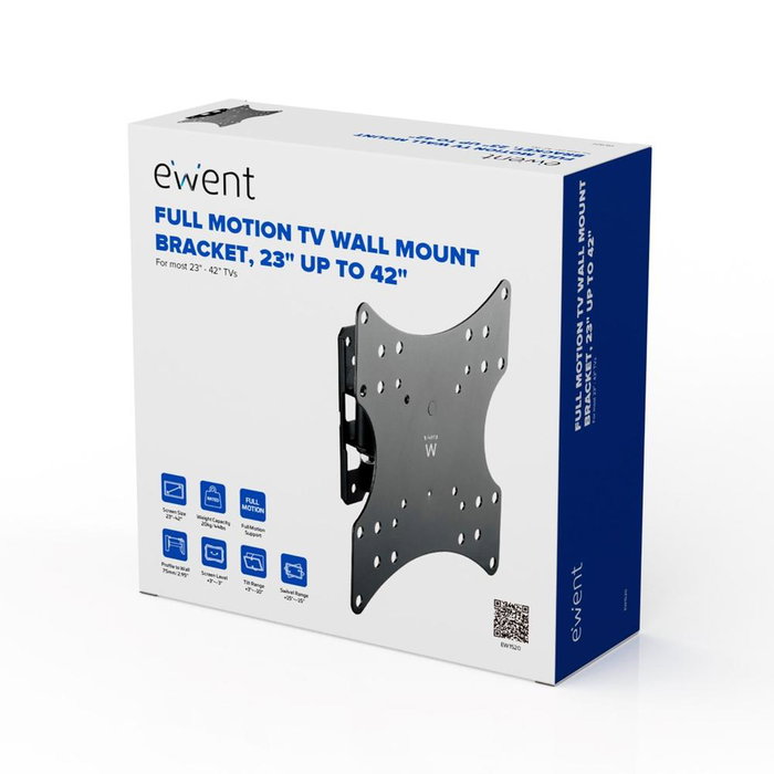 Ewent Soporte TV Pared EW1520 - Para TVs de 23 a 42 Pulgadas, Soporte VESA 200x200, Inclinación y Giro, Carga hasta 20 kg