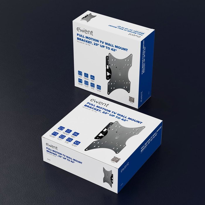 Ewent Soporte TV Pared EW1520 - Para TVs de 23 a 42 Pulgadas, Soporte VESA 200x200, Inclinación y Giro, Carga hasta 20 kg