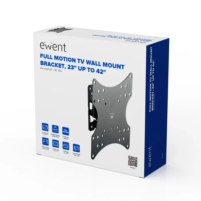 Ewent EW1520 Soporte para TV de Pared Pan-Tilt Multidireccional, para Televisores 13"-42" (106.7 cm), VESA 75x75 a 200x200, Capacidad 20 kg, Negro Ewent EW1520 Soporte para TV de Pared Pan-Tilt Multidireccional, para Televisores 13"-42" (106.7 cm), VESA 75x75 a 200x200, Capacidad 20 kg, Negro