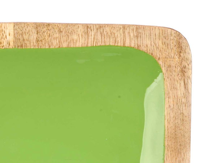 Giftdecor Bandeja Rectangular Madera Mango Verde 4 Espacios 46 x 3 x 17 cm (Set de 6)