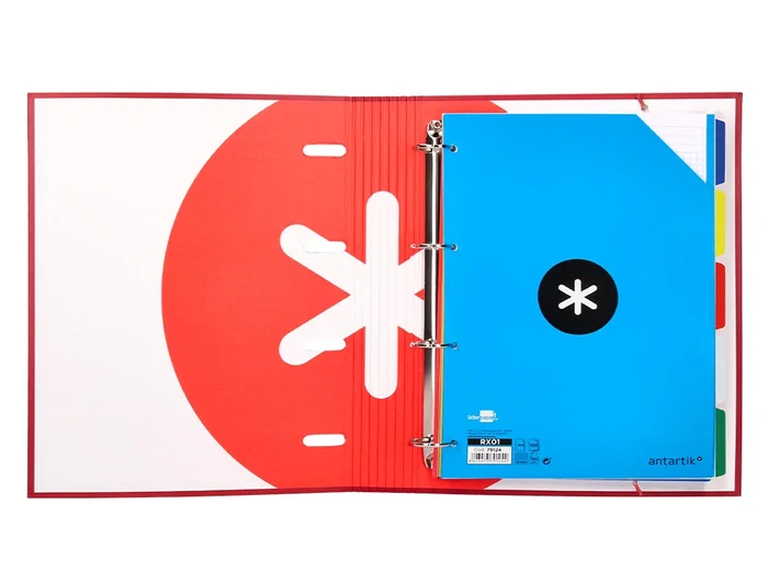 Antartik Carpeta A4 con Recambio Cuadro 5mm, 4 Anillas Redondas 40mm con Solapa, Color Frambuesa