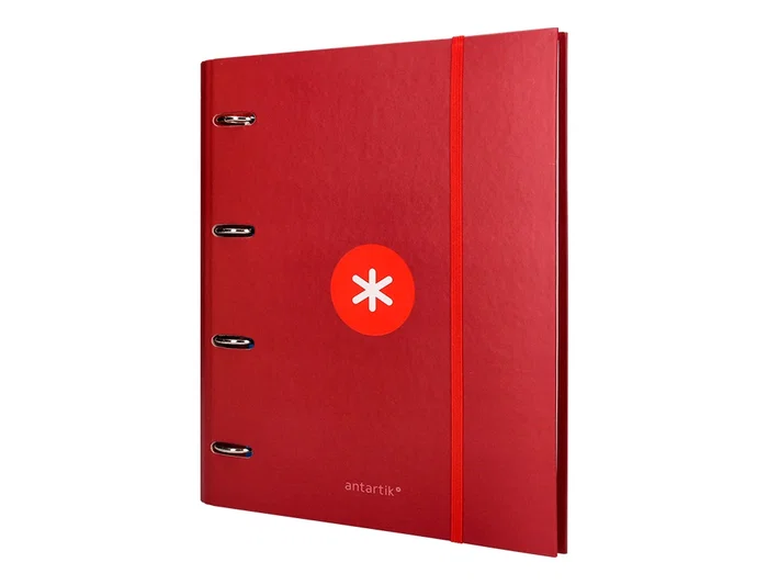 Antartik Carpeta A4 con Recambio Cuadro 5mm, 4 Anillas Redondas 40mm con Solapa, Color Frambuesa