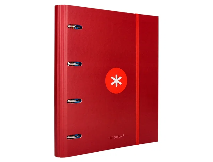 Antartik Carpeta A4 con Recambio Cuadro 5mm, 4 Anillas Redondas 40mm con Solapa, Color Frambuesa