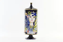 DKD Home Decor Jarrón de Porcelana Cara Multicolor y Negro 15x15x38 cm