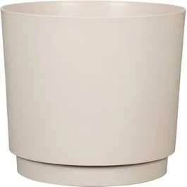GARDEN ID 693682 Maceta redonda plana exterior o interior Ø 25 cm 7 litros Altura 22 cm Color blanco cálido
