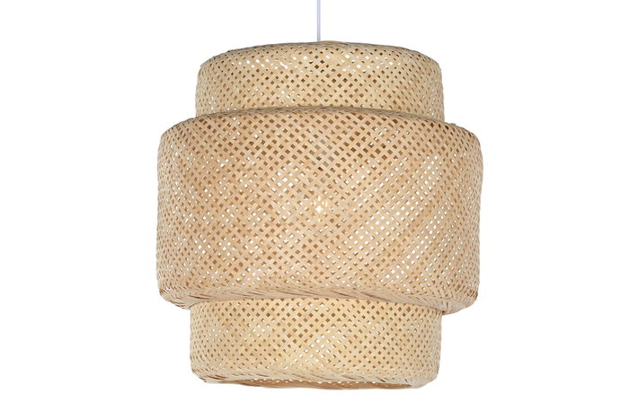 DKD Home Decor Lámpara de Techo de Bambú Marrón Claro 50x50x55 cm