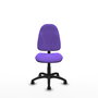Silla de oficina Algarra con mecanismo Contacto permanente básico tapizada con Tela color Lila. Equipada con Base poliamida negra, Sin brazos y Ruedas de nailon 50 mm
