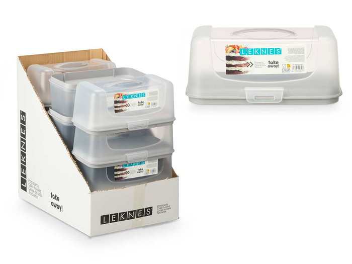 Leknes Portatarta Rectangular Gris 34x15x18 cm (Set de 12)