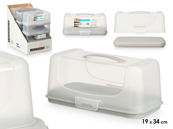 Leknes Portatarta Rectangular Gris 34x15x18 cm (Set de 12)