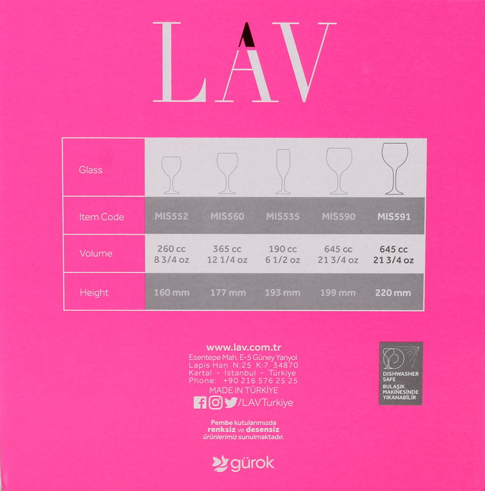 Lav Set 6 Copas Combin. Misket 645Cc (4 Cajas)