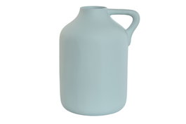 DKD Home Decor Jarrón de Gres Artesanal con Asa Azul Celeste