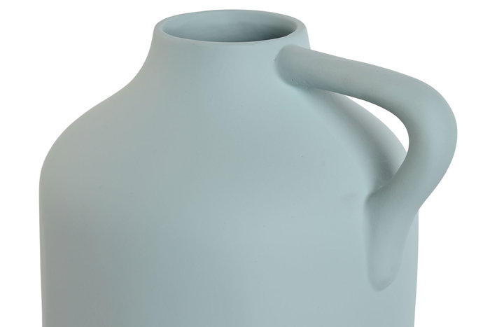 DKD Home Decor Jarrón de Gres Artesanal con Asa Azul Celeste