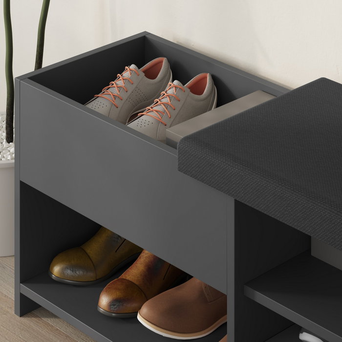 Hanah Home Zapatero Bench Antracita 120.3 cm Ancho x 51 cm Alto x 40.5 cm Profundidad | Organización y Diseño