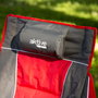 Aktive Silla mecedora plegable camping gris y roja con cojín y bolsillos