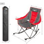 Aktive Silla mecedora plegable camping gris y roja con cojín y bolsillos