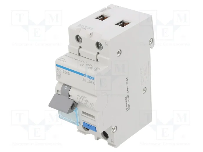 HAGER RCBO 16A 30mA 240VAC 1+N HAGER RCBO 16A 30mA 240VAC 1+N