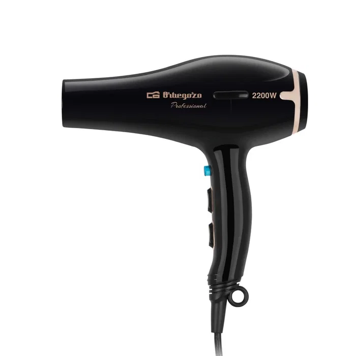Orbegozo SE 2206 Secador de Pelo Profesional, 2200W, 2 Velocidades y 3 Temperaturas, con Función Aire Frío, Filtro Extraíble y Cable 2.3m, Negro
