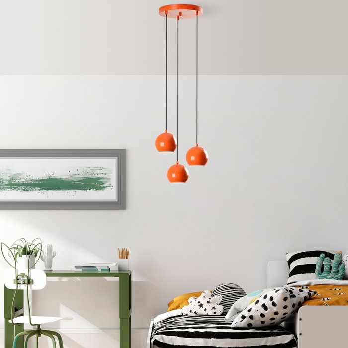 Opviq Lámpara de Araña Metálica Naranja 15 cm Diámetro, Altura Ajustable 45-111 cm Opviq Lámpara de Araña Metálica Naranja 15 cm Diámetro, Altura Ajustable 45-111 cm
