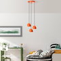 Opviq Lámpara de Araña Metálica Naranja 15 cm Diámetro, Altura Ajustable 45-111 cm