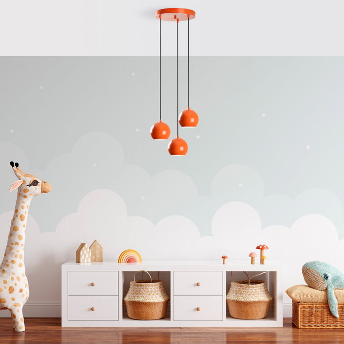Opviq Lámpara de Araña Metálica Naranja 15 cm Diámetro, Altura Ajustable 45-111 cm Opviq Lámpara de Araña Metálica Naranja 15 cm Diámetro, Altura Ajustable 45-111 cm
