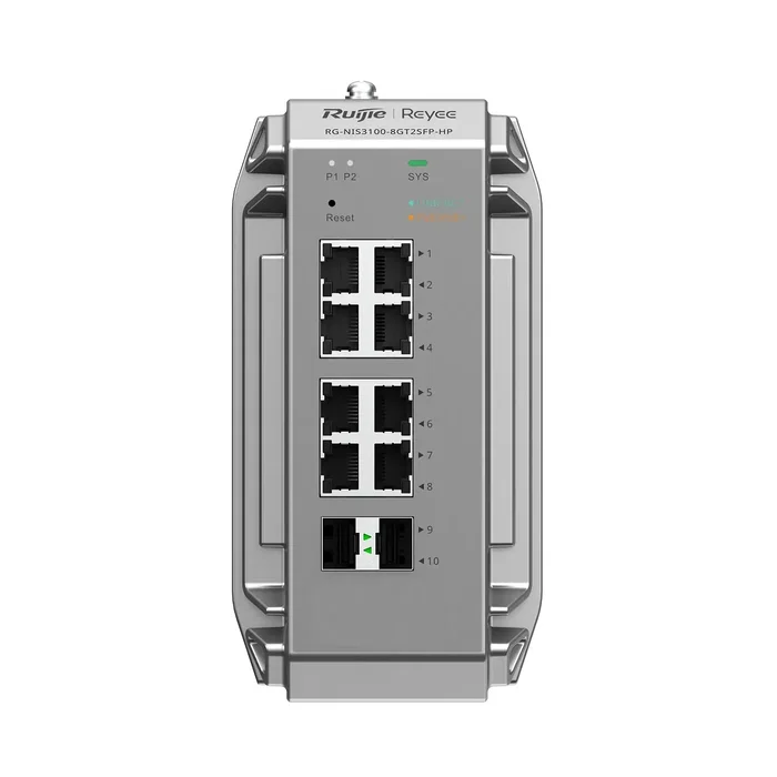 Reyee RG-NIS3100-8GT2SFP-HP Switch Industrial Gestionado L2 con 8 Puertos Gigabit y 2 SFP