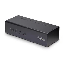 StarTech.com Switch KVM de 4 Puertos con 2 Monitores DisplayPort, 4K 60Hz, 2x USB 3.0, 2x USB 2.0, Control por Botones y Teclas de Acceso Rápido, TAA
