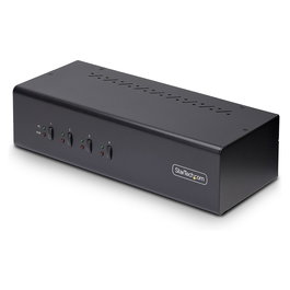 StarTech Conmutador KVM de 4 Puertos y 2 Monitores DisplayPort - 4K 60Hz - Switch 4 PC con USB 3.0, 2x USB 2.0 y Control por Hotkey/Botones