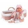 Llorens Muñeca recién nacida Mimi con Capazo Rosa Tacto Suave 40 cm Cuerpo Tela
