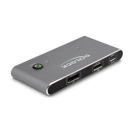 DeLOCK Conmutador KVM USB-C a DisplayPort 8K 30 Hz con USB 2.0, 7680 x 4320 Pixeles, Antracita