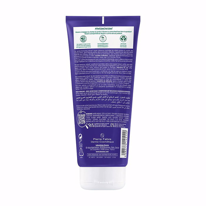 Klorane Acondicionador Antiamarilleo Centaurea BIO para Cabello Gris y Rubio (Reacondicionado)