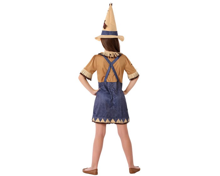 Disfraz de Espantapájaros del Mago de Oz para Niña 3-4 Años - Con Sombrero de Punta y Vestido Corto de Fantasía